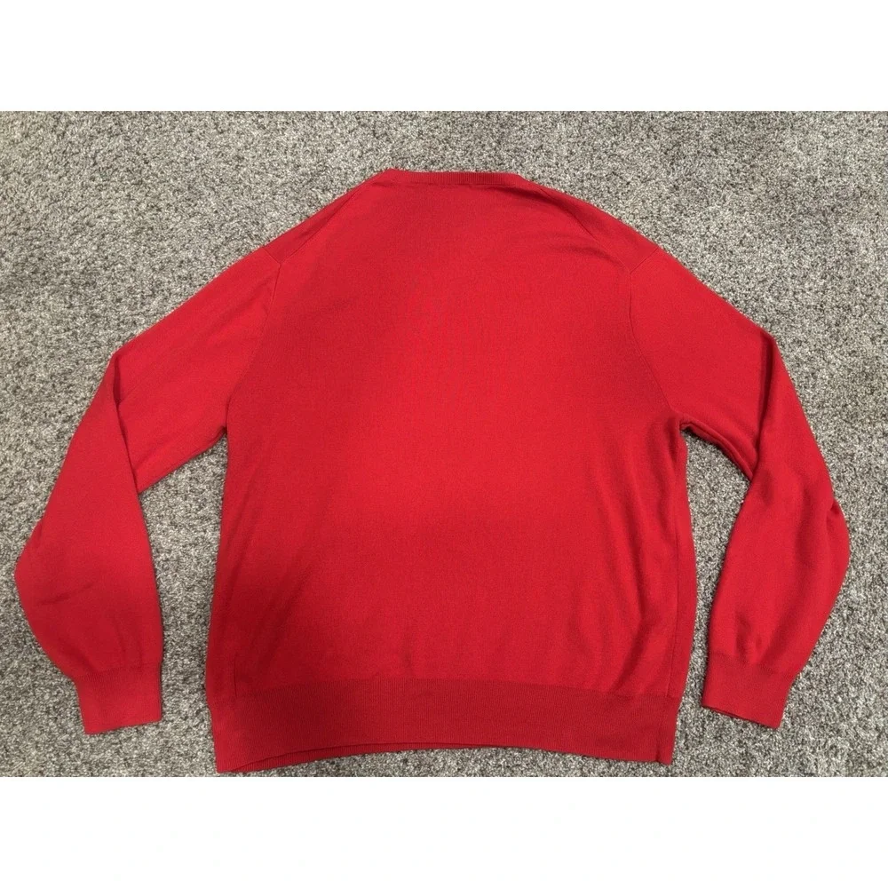 Polo Ralph Lauren Men's Red Pima Cotton‎ V-Neck Sweater Size XL Pony